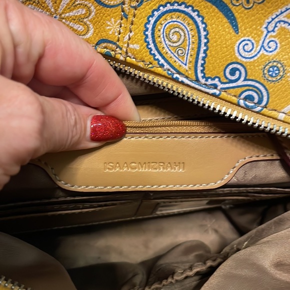ISAAC MIZRAHI signature Bandana print yellow satchel handbag shoulder bag - Picture 11 of 15